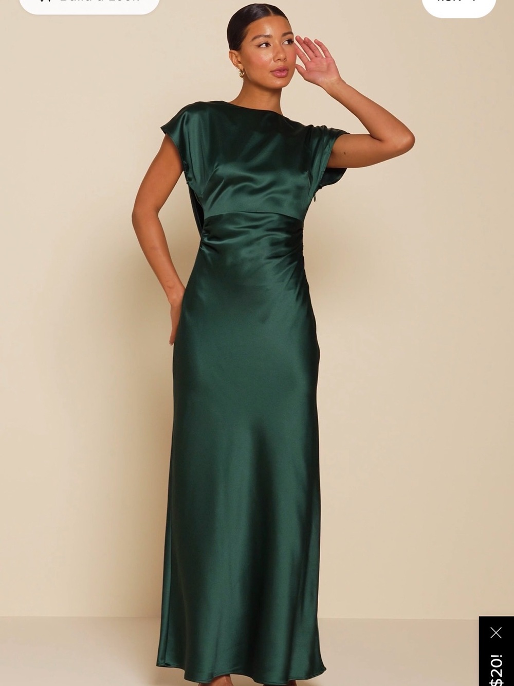 Captivating Presence Forest Green Satin Cowl Back Maxi Dress